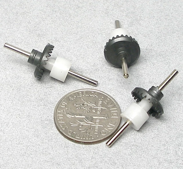 3 TYCO HO Slot Car Rear End Crown Gear, Spacer & Smooth Axle Unused Add