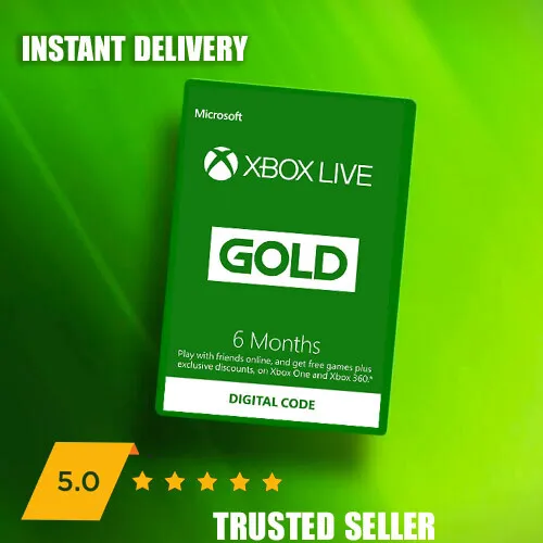 6Month Xboxlive Gold Membership Microsoft XboxOne /Xbox 360 Instant Dispatch.