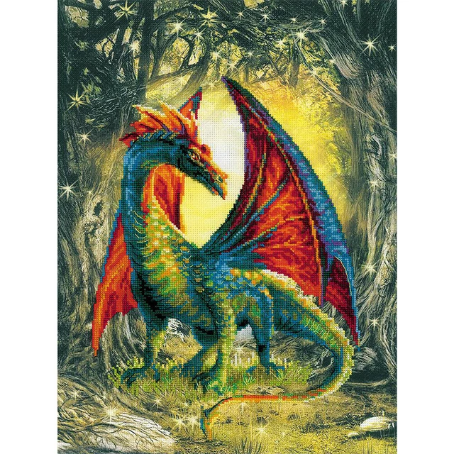 Full Cross Stitch Dragon Animal Embroidery Cotton Thread DIY 11CT Needlework Kit