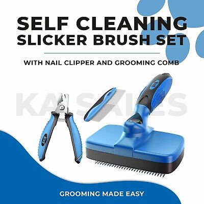 Self-Cleaning Slicker Brush + 2 Free Bonuses | 7.5" Steel Comb Ruff 'n Ruffus