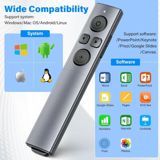 Black Slide Advancer Red Light USB PowerPoint Clicker Pointer Pen  Office