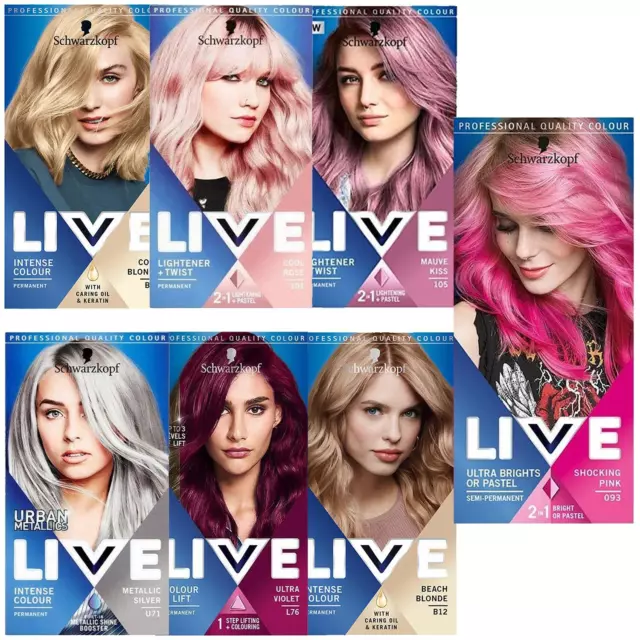 3pk Schwarzkopf Live Intense Colour Permanent or Semi-Permanent Hair Dye 3