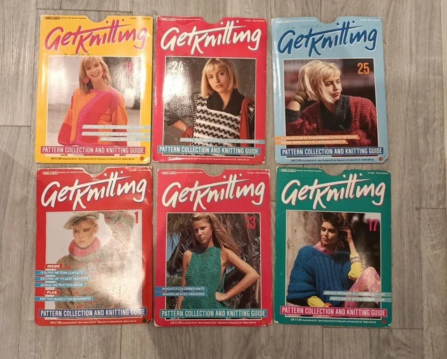 Revistas Get Knitting vintage de la década de 1980 X 6