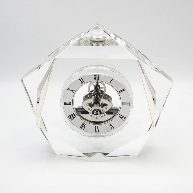 Orologio da tavolo Camilletti in cristallo e argento made in Italy E.81