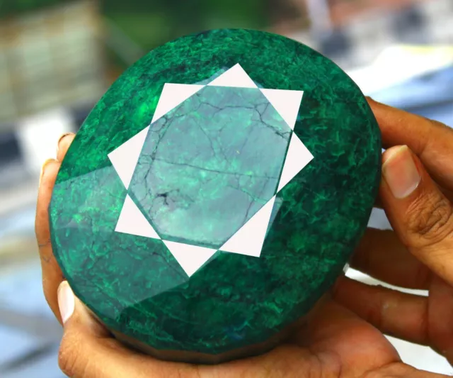 Amazing 10000Ct/2Kg Green Emerald Huge Size Oval Cut Certified Loose Gemstone PJ