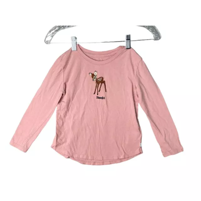 Disney Bambi Shirt Top Girls Small Gap Kids Pink Long Sleeve Round Neck