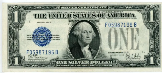 Fr. 1602 1928-B $1 One Dollar “Funnyback” Silver Certificate “F-B Block” Xf