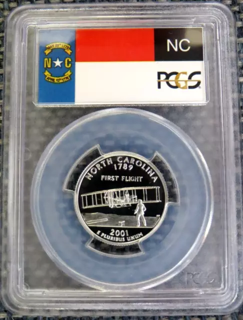 2001-S 25c North Carolina Silver State Flag Label Quarter Proof PCGS PR70DCAM