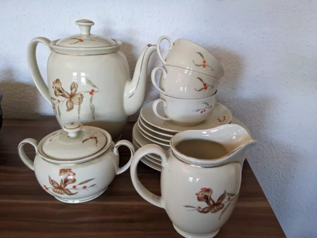 14 x vintage Kahla Kaffeegeschirr mit floralem Dekor - DDR Porzellan