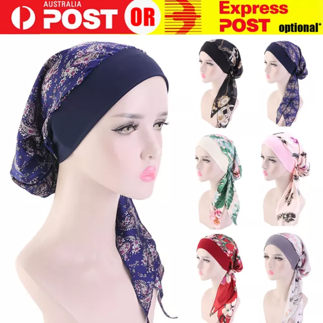 Womens Muslim Hijab Cancer Chemo Hat Turban Hair Loss Head Wrap Scarf Bandana