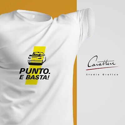 T-Shirt Auto Vintage "Punto E Basta" Con Punto Cabrio E  Banda Gialla S-Xl