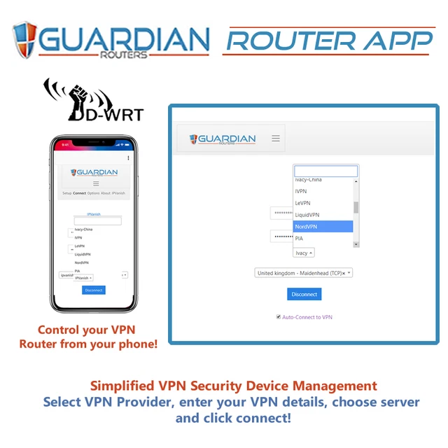 Netgear R6300v2 router multi vpn 30 provider VPN funziona in tutto il mondo app Guardian 2