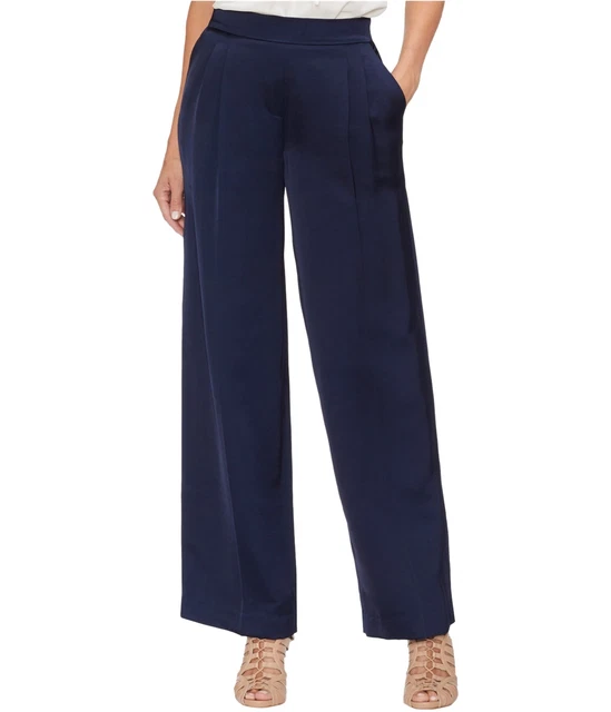 Vince Camuto Womens Pleated Casual Wide Leg Pants, Blue, 4