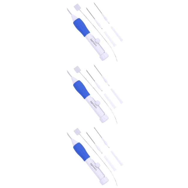 3 piezas Pluma de bordado Pluma de bordado Pluma perforada Juego de agujas Pluma bordada Blanca