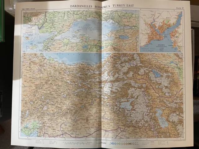 Map Of Dardanelles Bosporus Turkey East, Plate 37 Disbound 1959 Times Atlas