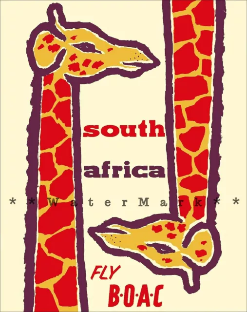 South Africa 1960 Travel British Overseas Giraffe Art Print Retro Style Poster