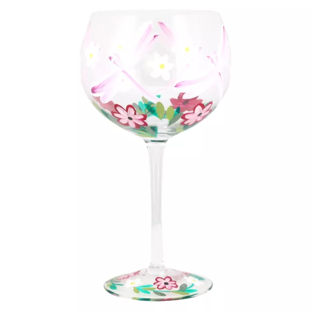 Large Gin Glass Lynsey Johnstone Hand Painted Balloon Glass Flowers Butterflies