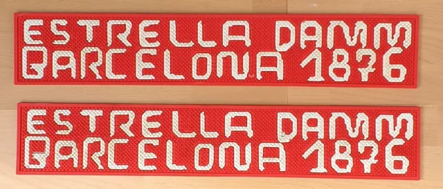 Estrella Damm Barcelona Bar Runner Rubber Mats x 2    (61 x 11 x 0.6 cm)  NEW