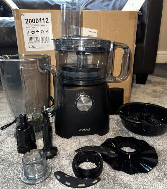 VonShef 750W Küchenmaschine - Mixer Häcksler Entsafter Teigmixer 2 Geschwindigkeit & Puls