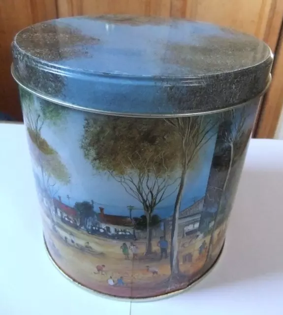 Pro Hart 'Holidays' art biscuit tin vintage 1990's Australiana collectable tin 2