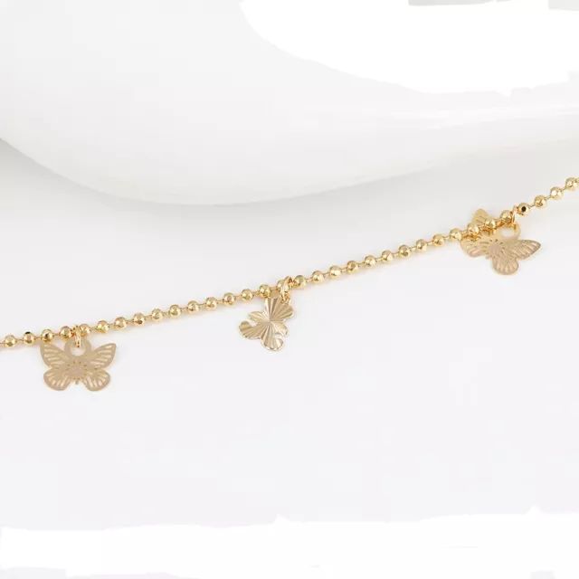 9K 9ct Yellow Gold Plated Ladies ANKLE CHAIN Bell ANKLET . 10.2", UK