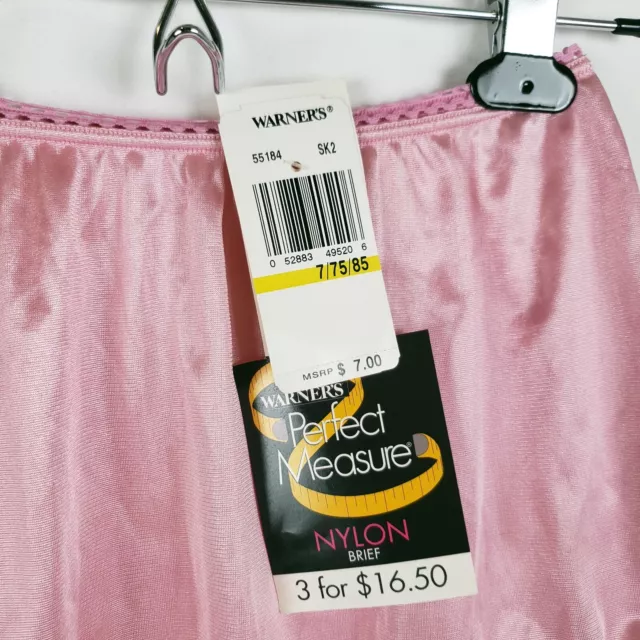 Vtg Warners Perfect Measure Nylon Brief Panty Womens 7 Pink Granny Sheer 55184 3