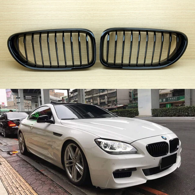 BMW 6 Series Black Grilles - Twin Fin M6 Style Gloss Black (F06 F12 F13 12-18) | MCG Autostyling