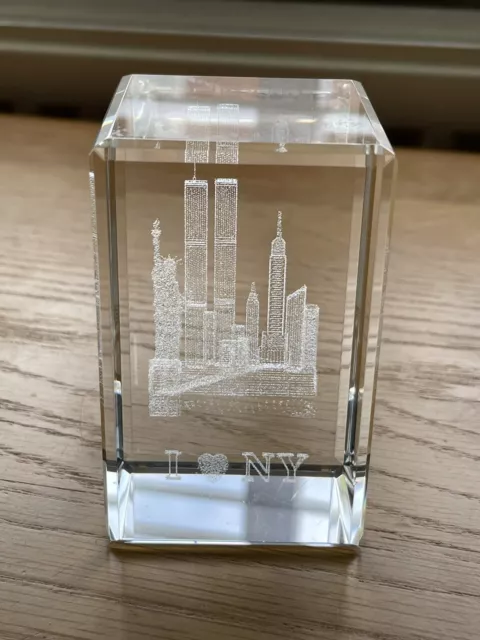 3D Laser Etched Crystal Art Glass Paperweight New York (NYC)