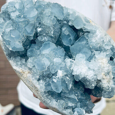 4.26lb natural blue celestite geode quartz crystal mineral specimen healing MA34