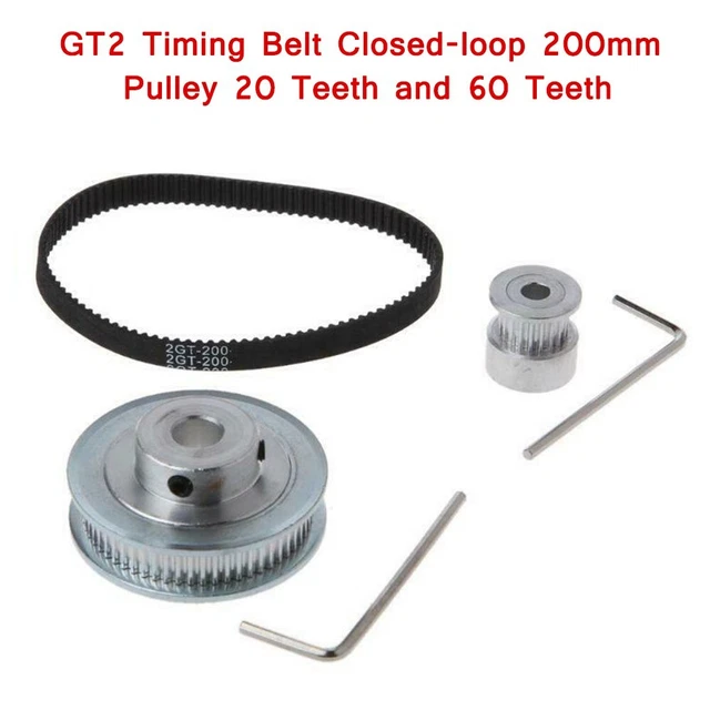 GT2 Courroie de Distribution Closed-Loop 200mm Poulie 20 Dents & 60 Dents