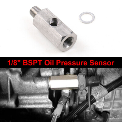1/8" BSPT Oil Pressure Sensor Tee to NPT Adapter Turbo Supply Feed Line Gauge
