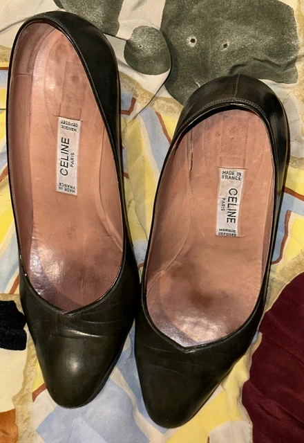 CELINE ANCIENNES CHAUSSURES EN CUIR VINTAGE TRES CHIC pointure 38.