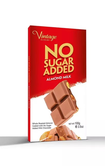 Vintage Luxury No Sugar Added Imported Delicious Chocolate Bar 100g-Almond Milk