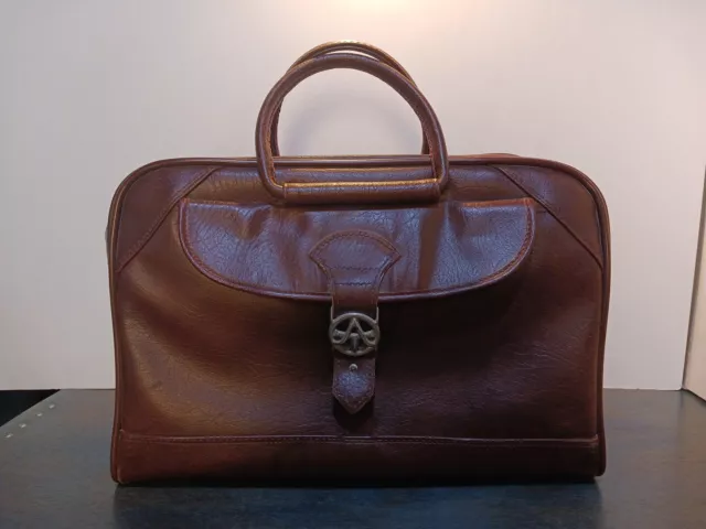 VTG 1970s American Tourister Faux Leather Carry-On Suitcase Luggage Bag Brown