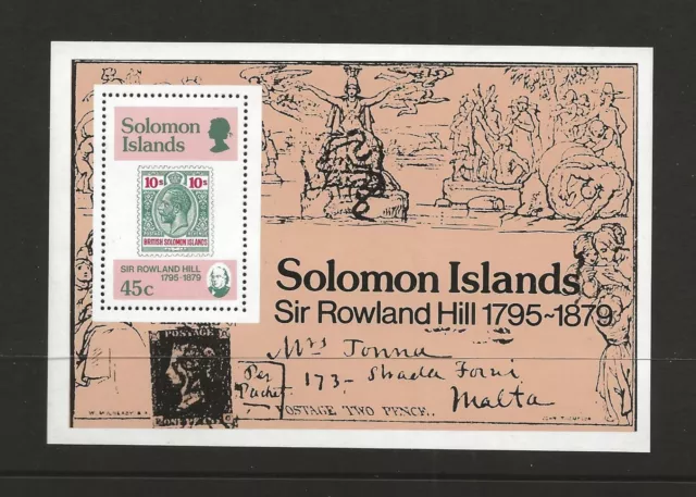 1979 Isole Salomone Rowland Hill mini foglio SG MS387 non montato come nuovo