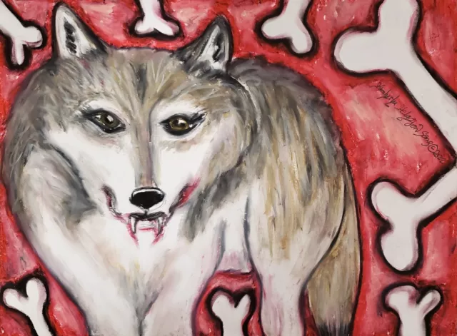 SHE WOLF 11 x 14 Art Print by Artist KSams Signed Halloween Werewolf Scarewolf
