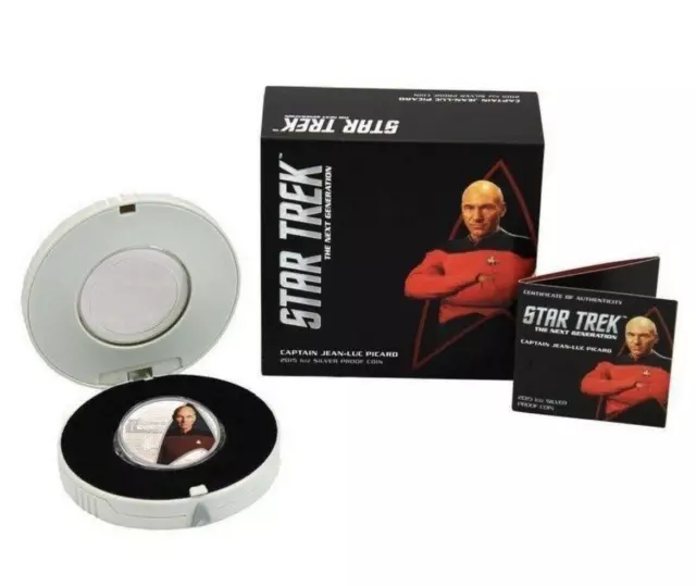 2015 Tuvalu Star Trek Captain Jean-Luc Picard 1oz Coloured Silver Proof Coin