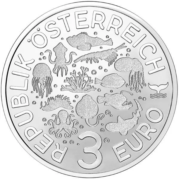 Österreich 3 Euro 2023 HGH - STEINKORALLE - Leuchtende Meereswelten - GLOW-in-th