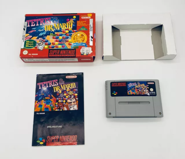 Tetris & Dr. Mario SNES OVP Super Nintendo mit Anleitung PAL Zustand sehr gut