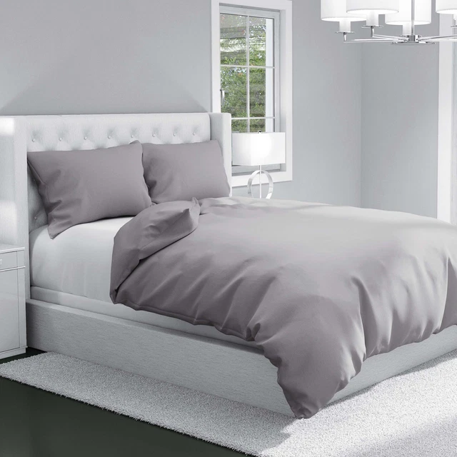 Copripiumino Matrimoniale 100% Cotone Double Face - Grigio/Tortora, Made In Italy