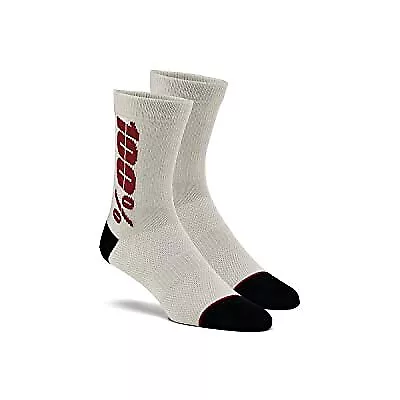 100% Rythym Merino Mtb Socks Silver/Cherry Lg/Xl 24006-456-18