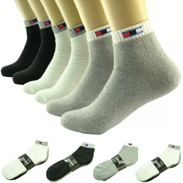 Tom Lot 3-12 Pairs Mens Sports Ankle Quarter Crew Socks Cotton Low Cut Size 9-13