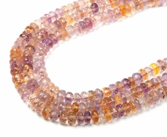 Rare Multi Ametrine 13 inch Strand 6 MM Faceted Rondelle Shape Gemstone Beads