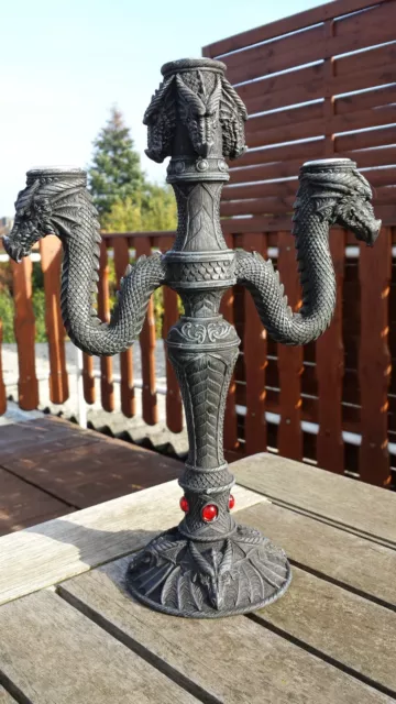 30 Cm Drachen Kerzenleuchter 3 Flammig Kerzenständer Kerzenhalter Figur Deko