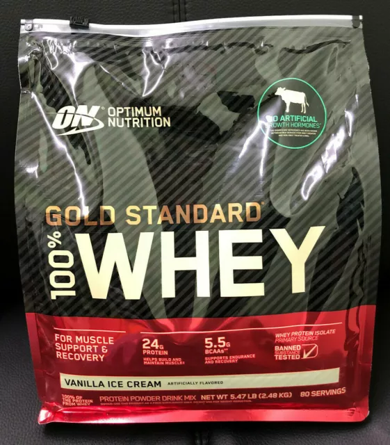 Optimum Nutrition Gold Standard 100% Whey Protein, 80 Servings, Vanilla flavor