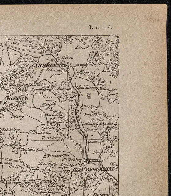1898ca - Bataille de Forbach-Spicheren - Carte de la guerre 1870 - Alsace 3