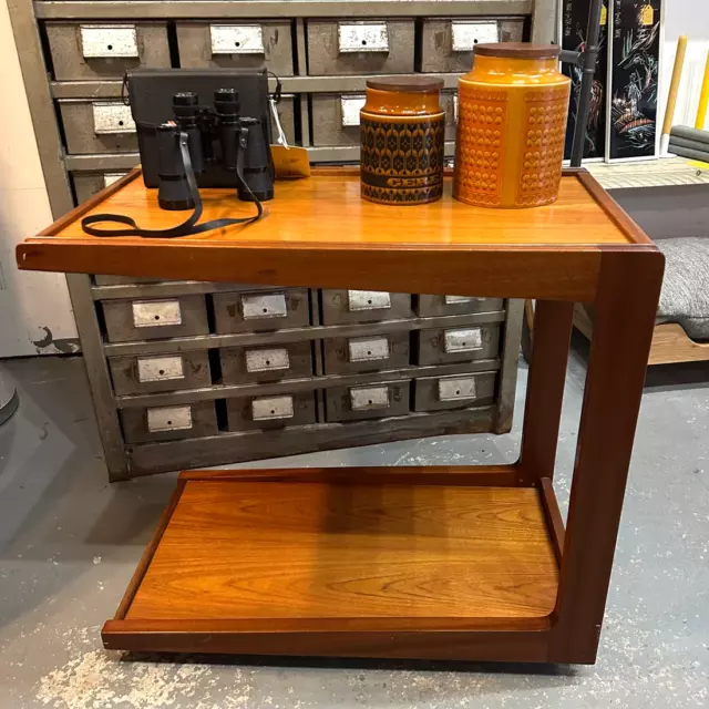 Remploy Solid Wood Midcentury Drinks Trolley Sideboard With Removable Tray