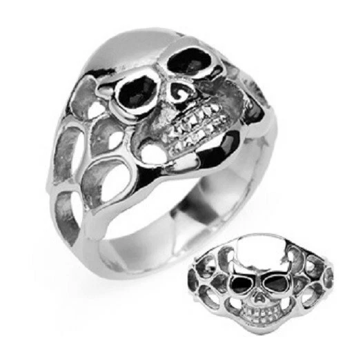 Bague Chevalière Biker Tête De Mort En Acier Inoxydable - Taille US 12 - Neuf Avec étiquettes