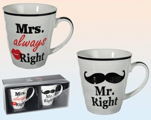 Tasse Personnalisée 'Mrs. Always Right' - Mug Soft Touch Gravé Recto Verso - Idée Cadeau Mariage, Fiançailles, Saint-Valentin Pour Femme