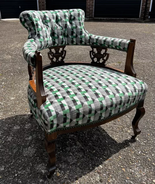 Georgian Arm Chair Bedroom Piccadilly Line Tube Green Fabric